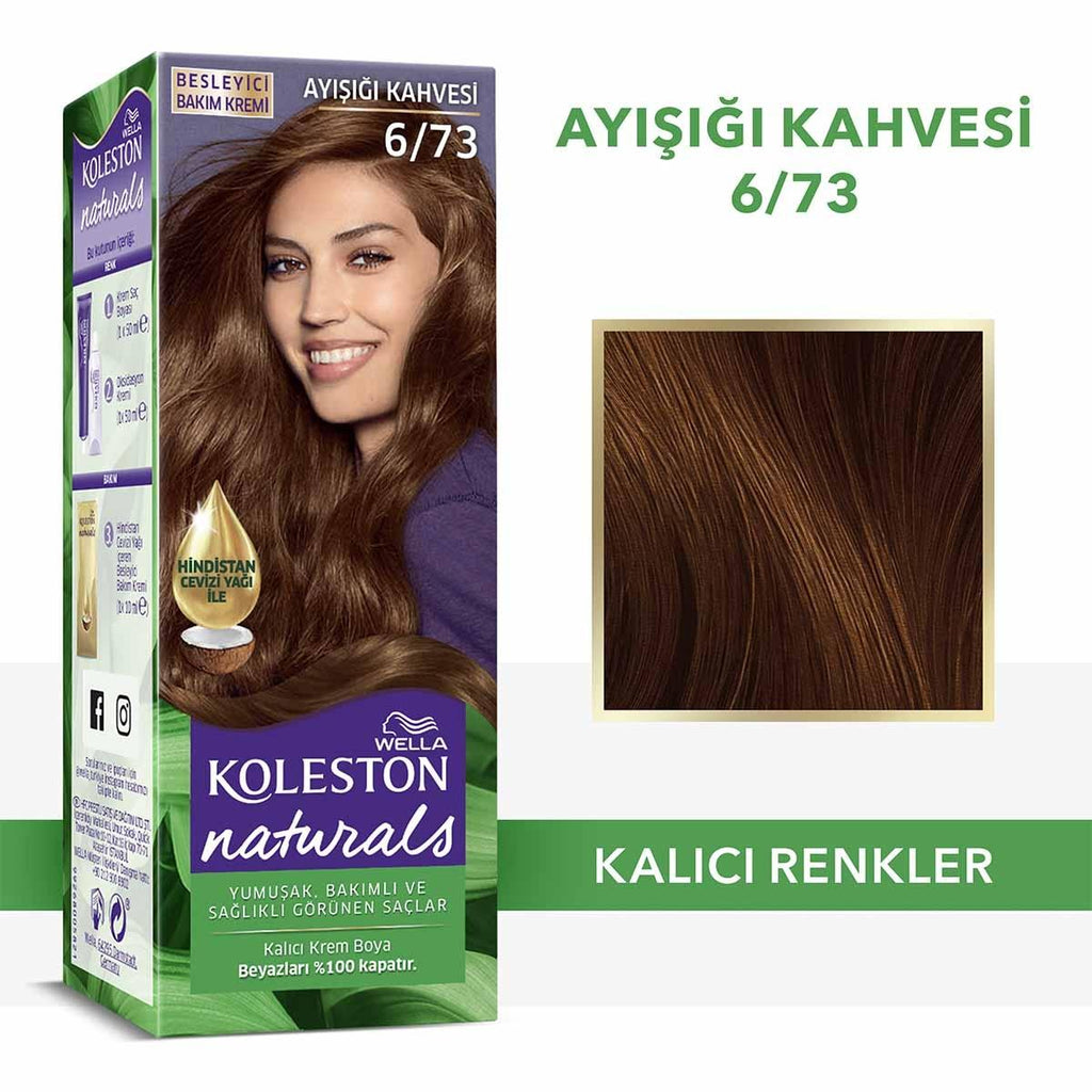 Wella Koleston Naturals Permanent Hair Dye with Coconut Oil - 6/73 Ayışığı Kahvesi