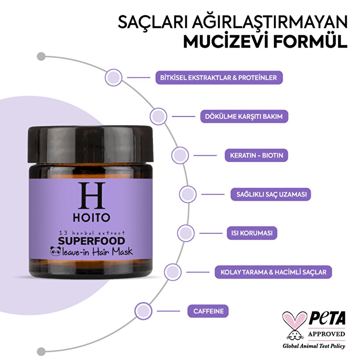 Hoito Superfood Leave-In Hair Mask: Repair, Protect & Detangle Damaged Hair - Anti-Frizz, Heat & Color Safe Treatment (3.38 fl oz)