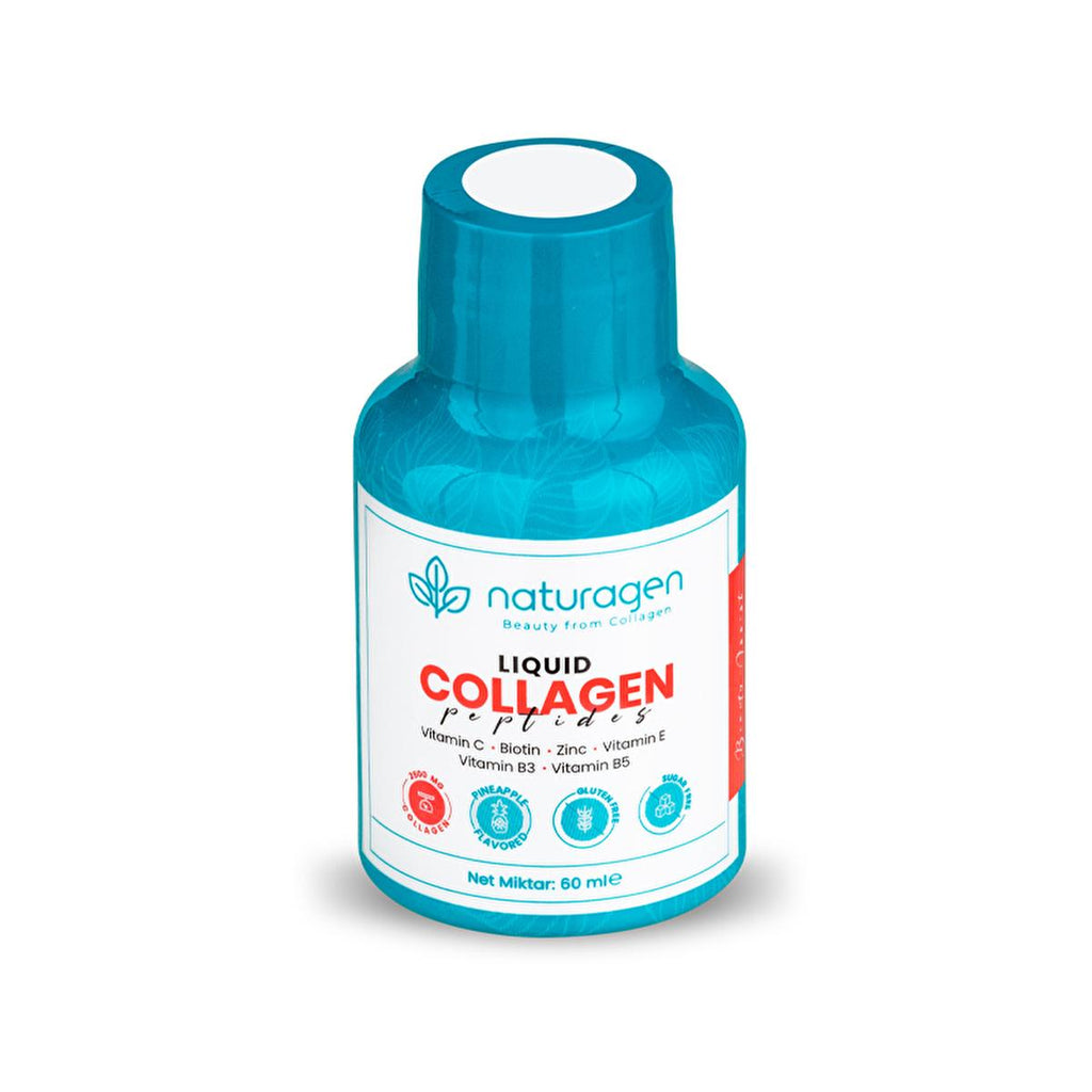 Naturagen Liquid Collagen Peptides Shots - 2500mg Type I&III Collagen, Gluten-Free, Halal Certified Anti-Aging Supplement