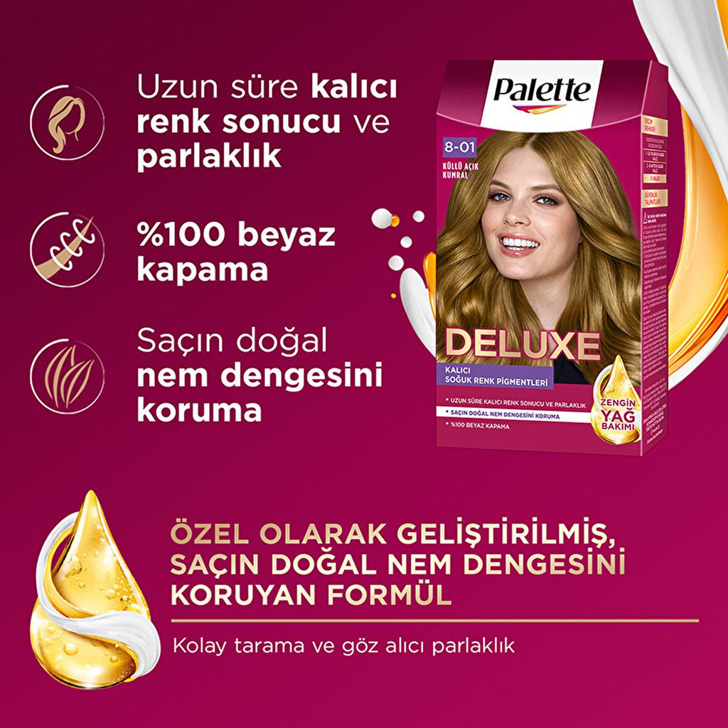 Palette Deluxe KŸllŸ A�õk Kumral Hair Dye: Intense Light Ash Blonde Color, Perfect Grey Coverage & Long Lasting Shine