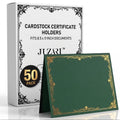 50 Pack Premium Green Certificate Holders 8.5 x 11 inch Heavyweight 300gsm Cardstock Diploma Holder & Certificate Folder Award Certificate Folders for Graduation with Gold Foil Diploma Cover