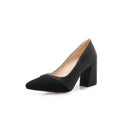 Spring And Autumn Pointed-toe Chunky-heeled High Heels
