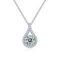 S925 Sterling Silver Teardrop Halo Necklace, 1ct Moissanite & Lab-Grown Ruby&Emerald, Platinum Plated Pendant With GRA Certificate Gift Box