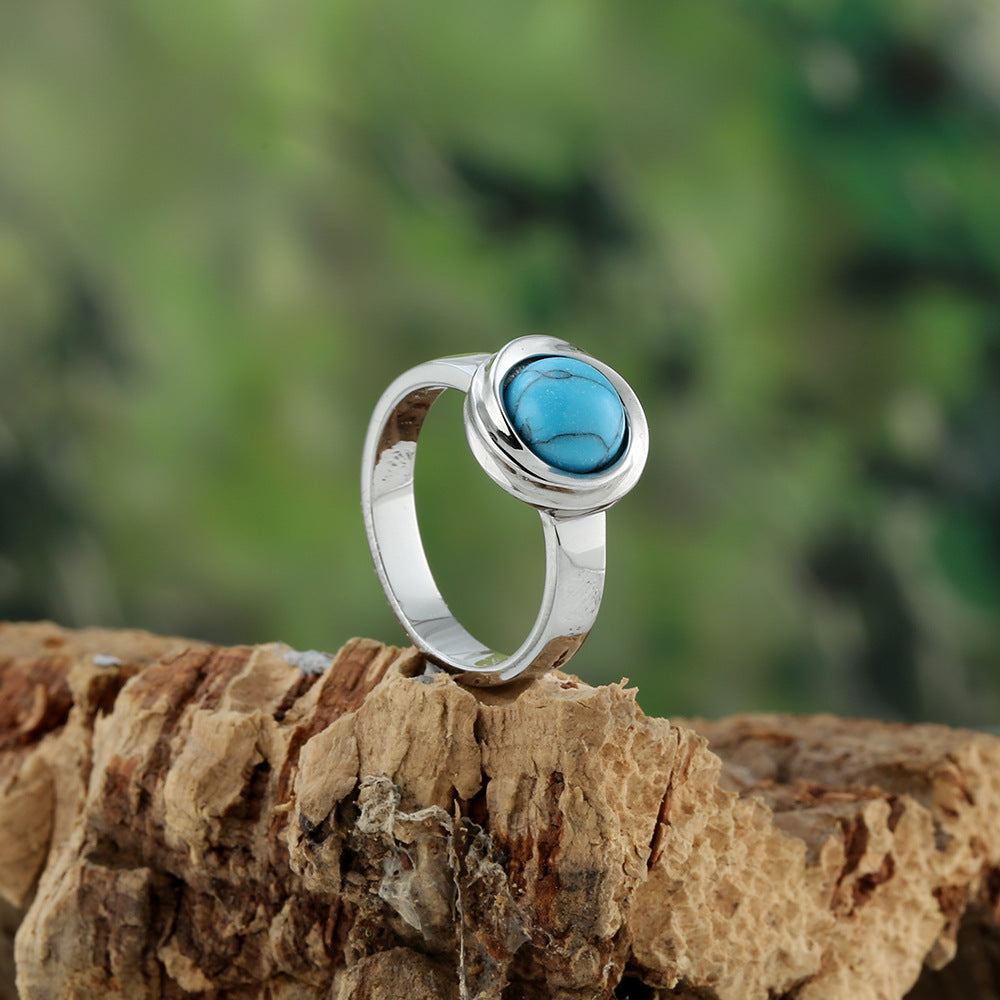 Titanium Steel Cats-eye Stone Womens Ring