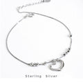 1pcs 999 Sterling Silver Box Chain Hollow Heart Beaded Adjustable Anklet, Sweet Minimalist Style, For Summer Beach Wear & Women Valentine Gifts