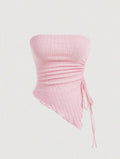 Women's Solid Color Tie-wrapped Bustier Top
