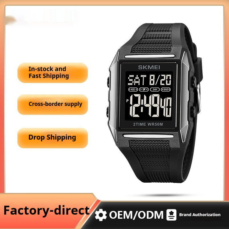 Lightweight Waterproof And Luminous Square Electronic Sports Watcha Classic And Stylish Choice