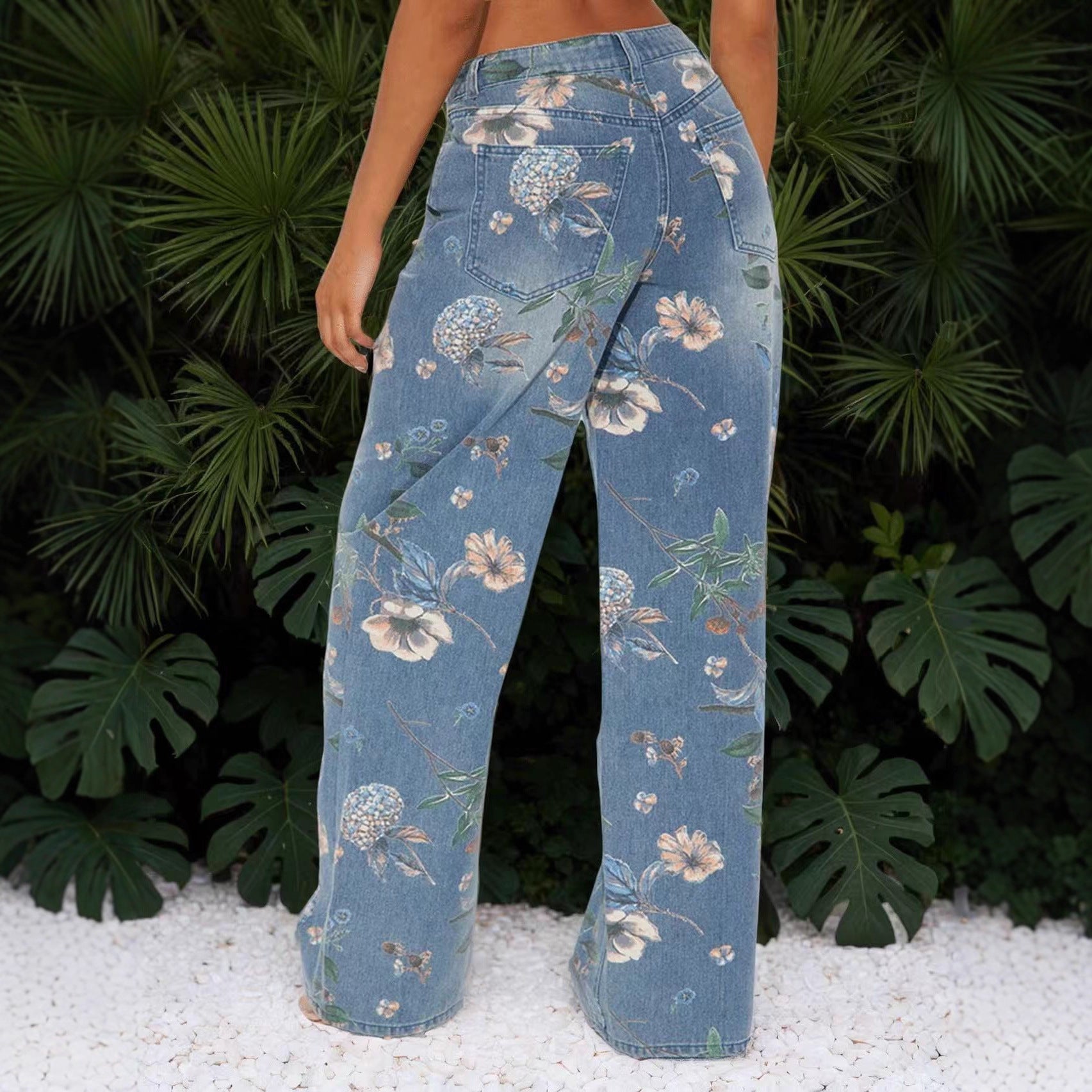 High-waisted Loose-fitting Wide-leg Floor-length Pants