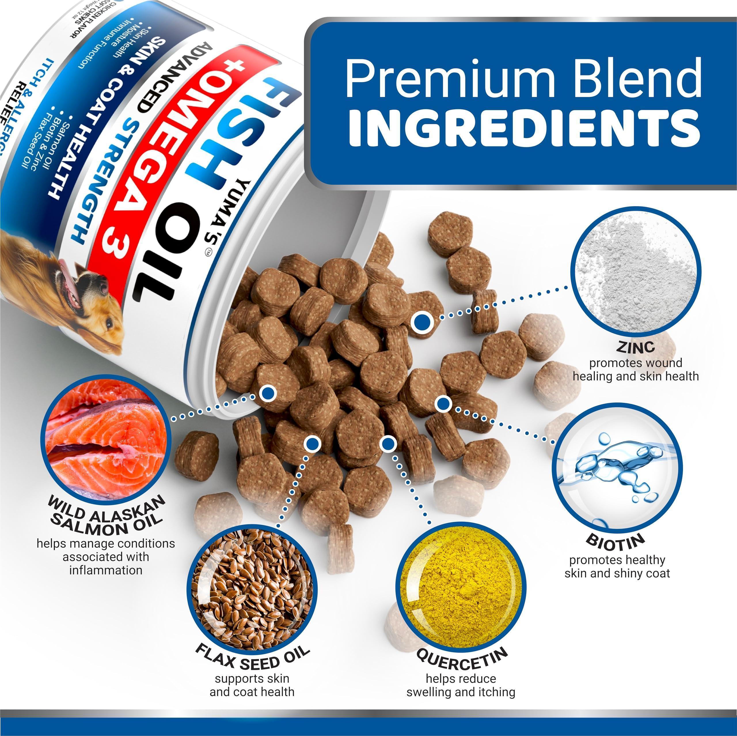 Omega-3 Fish Oil for Dogs 170 Chews Skin & Coat Supplement