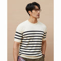 Summer New Short-sleeved Knitted Sweater Men's Striped Light Luxury Business Casual