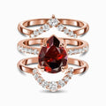 European And American-style Rose Gold Ring With Imitation Garnet