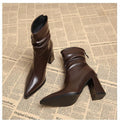 Pointed-toe Velvet-lined Warm High-heeled Boots For Women