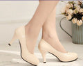 Womens Leather Shoes Mid-heel High Heels Formal Work Shoes