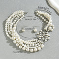 Stylish European American Geometric Women Jewelry Set, Unique Design With Strung Faux Pearls, Versatile Elegant Matching Necklace And Stud Earrings For Daily Wear