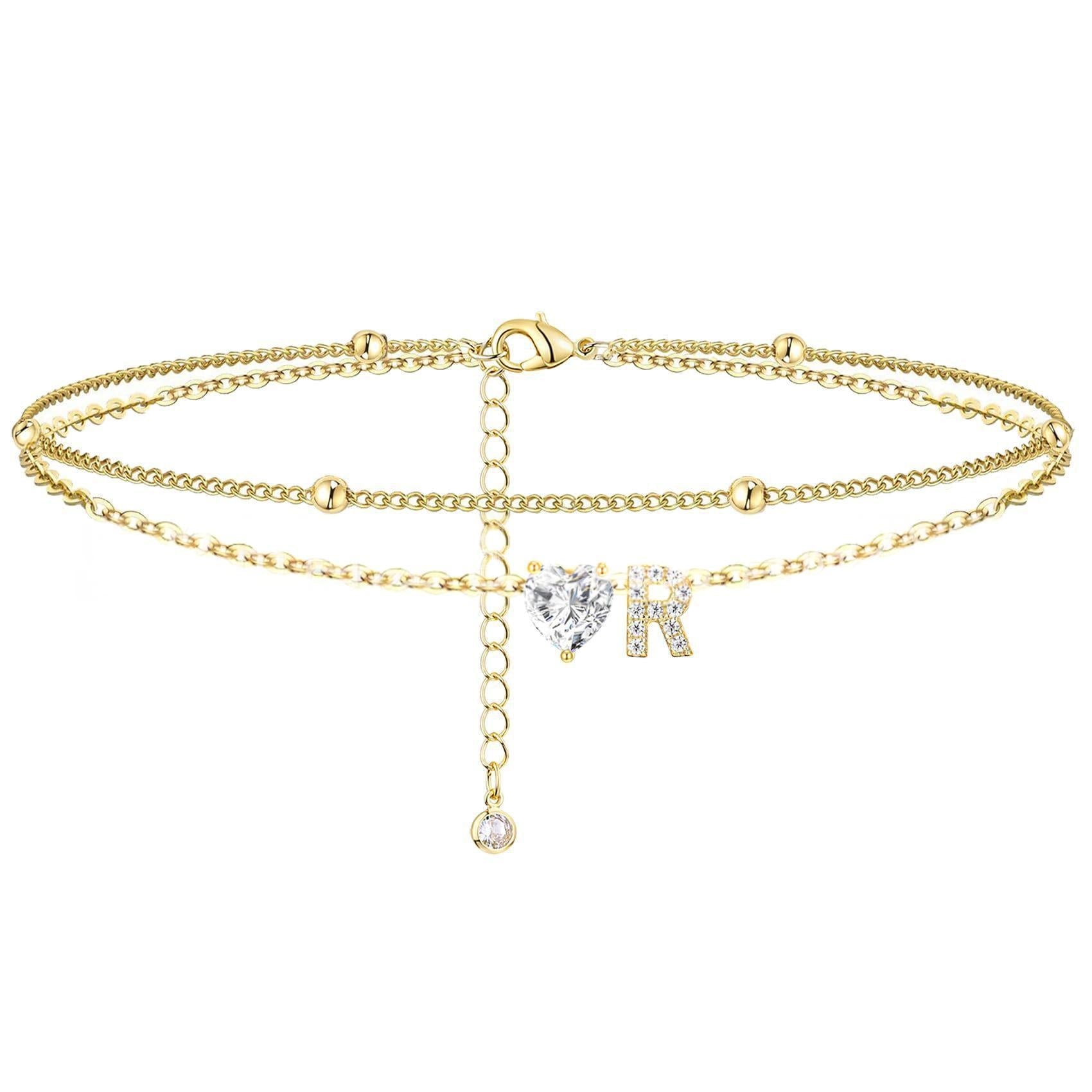 Womens Adjustable Delicate Versatile Double-layer Anklet Set