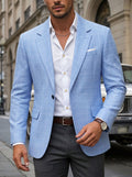 Mens Light Business-Style Plaid Suit Jacket