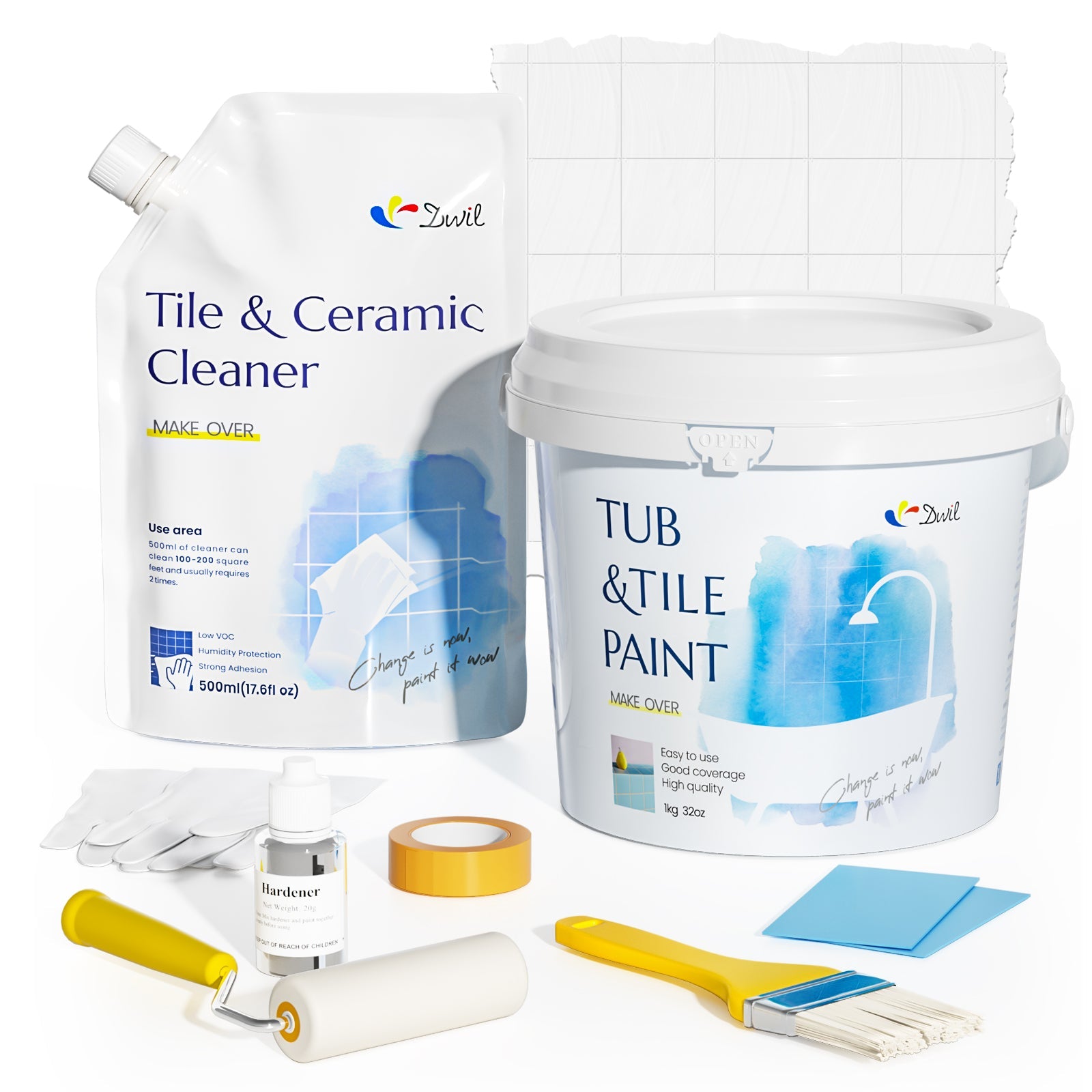 DWIL Tub & Tile Paint Kit with Cleaner – 32 oz