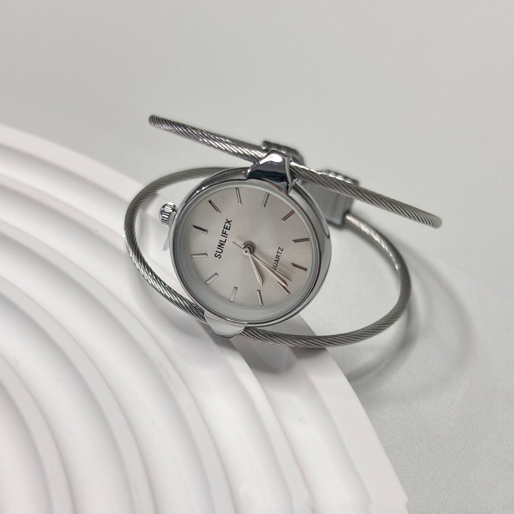 Womens Minimalist Open Bangle Watch