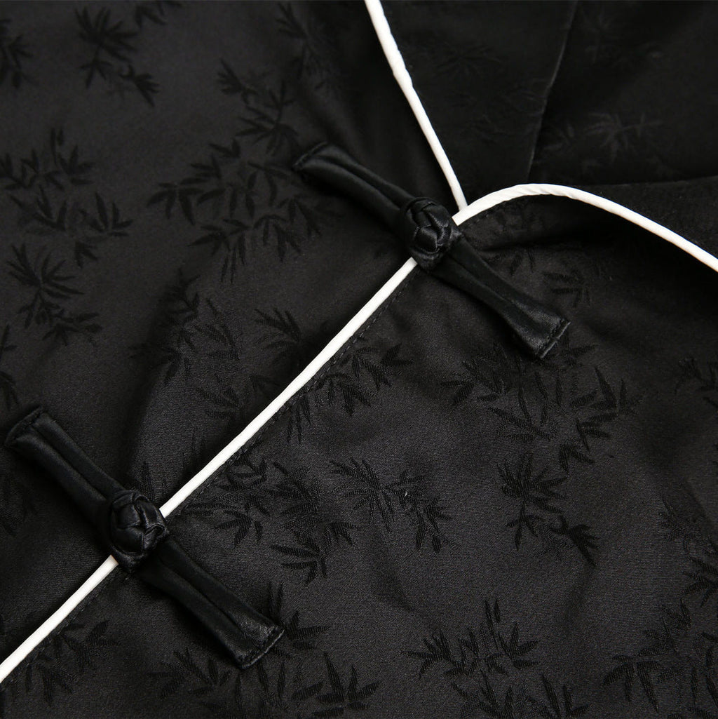 Striped Black Short Sleeve Turn-down Collar Shirt