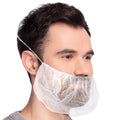 White Disposable Beard Covers for Men 18 Inch Pack of 100 Spunbond Polypropylene Beard Guards Food Service Breathable Lightweight Facial Hair Covering with Single Loop
