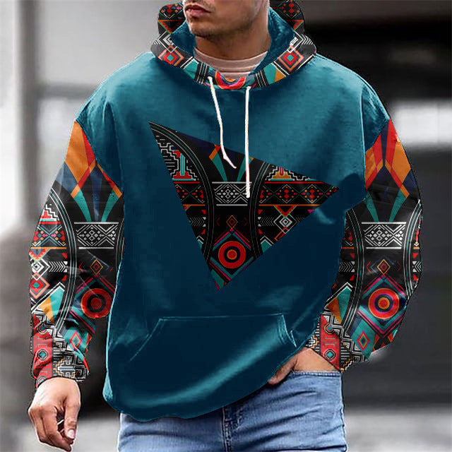 Mens Casual Hooded Long-sleeve Sweatshirt
