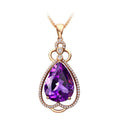 Quality Ear Hook Purple Gemstone Diamond Ring Rose Gold Collarbone Necklace Set