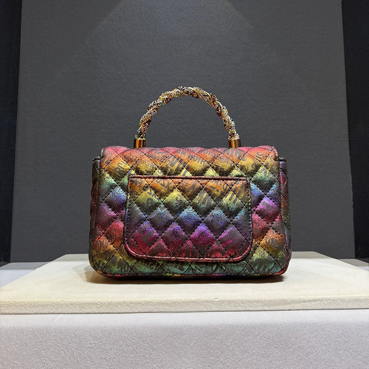 Fashionable Single-Shoulder Crossbody Bag With Diamond Pattern