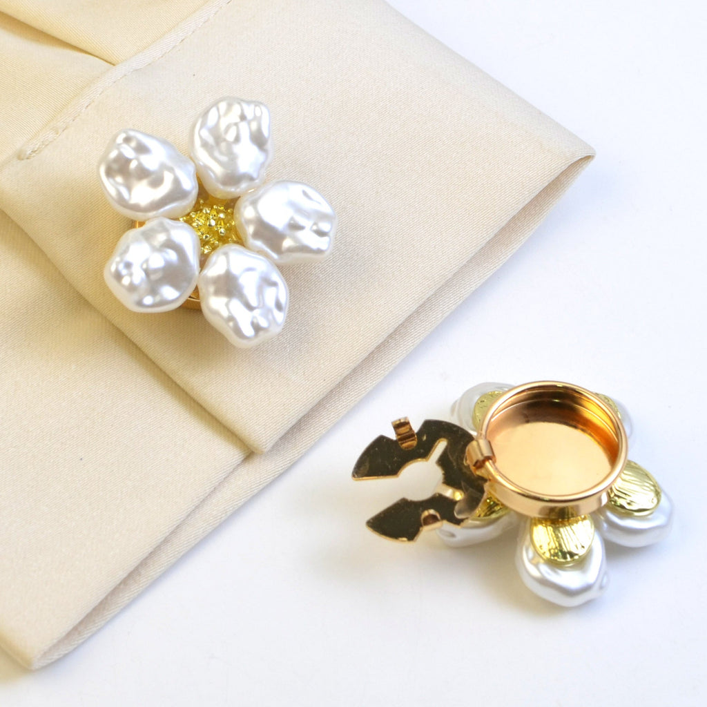 Alloy Pearl Rhinestone Cufflink Buttons