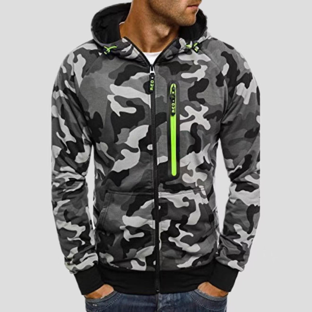 Men's Casual Hooded Zip-Up Sweatshirt Jacket
