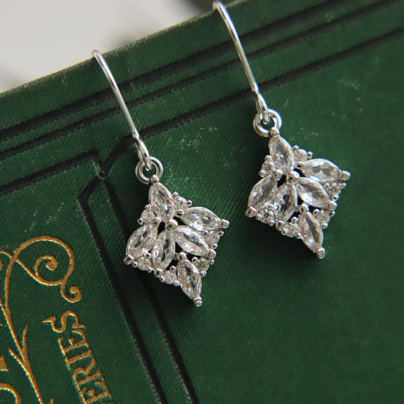 Minimalist Zircon-Inlaid Vintage Pendant Earrings