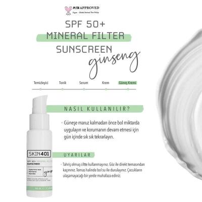 Skin401 SPF50+ Mineral Filter Sunscreen - Vegan, Cruelty-Free, Centella Asiatica Extract - 1.69 fl oz