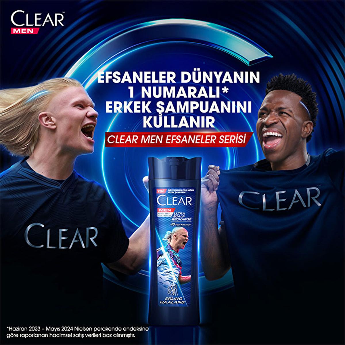 Clear Men Erling Haaland Lemon Shampoo: 48-Hour Dandruff Protection for Oily Scalp - Scalp Recharge & Refreshing Sensation