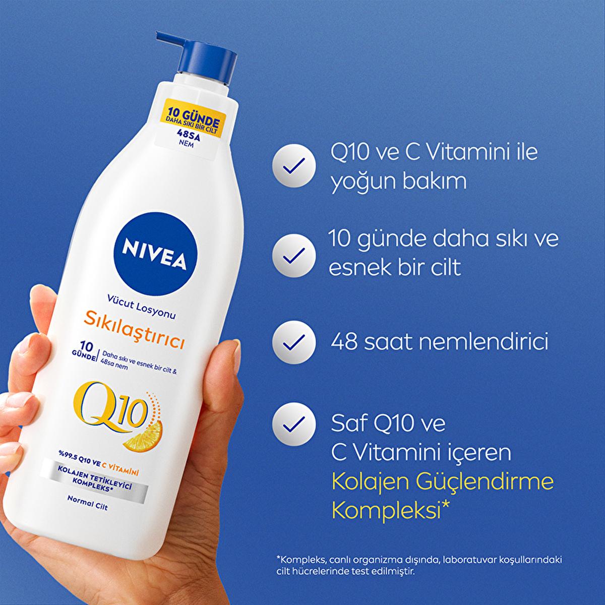 Nivea Q10 Firming Body Lotion - Visibly Tightens Skin in 10 Days, Intense 48-Hour Moisture - With Vitamin C & Collagen Booster, Fast Absorbing