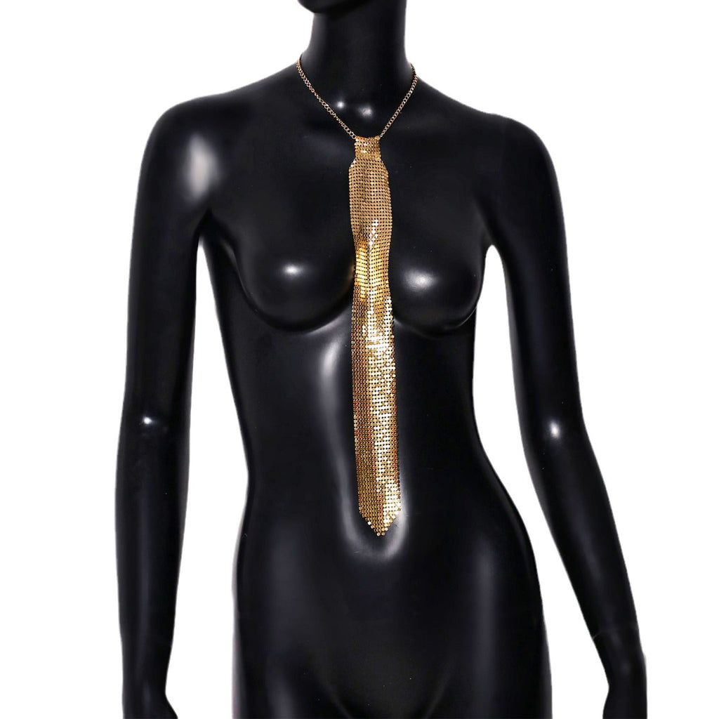 Metal Sequins Tie Music Festival Party