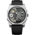 Mens Watch Tonneau-shaped Skeleton Dual-movement Quartz Wristwatch