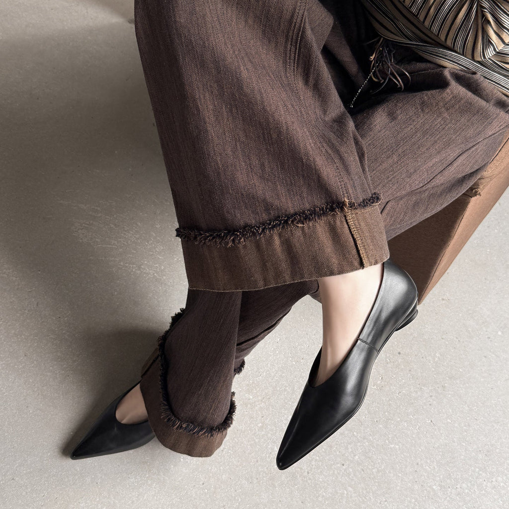 New-style Cowhide Minimalist Versatile Small Leather Shoes