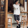 Japanese Red Rope Solid Color Long Sleeve T-shirt Men