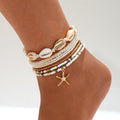 Resort-style Starfish Shell Rice-bead Anklet