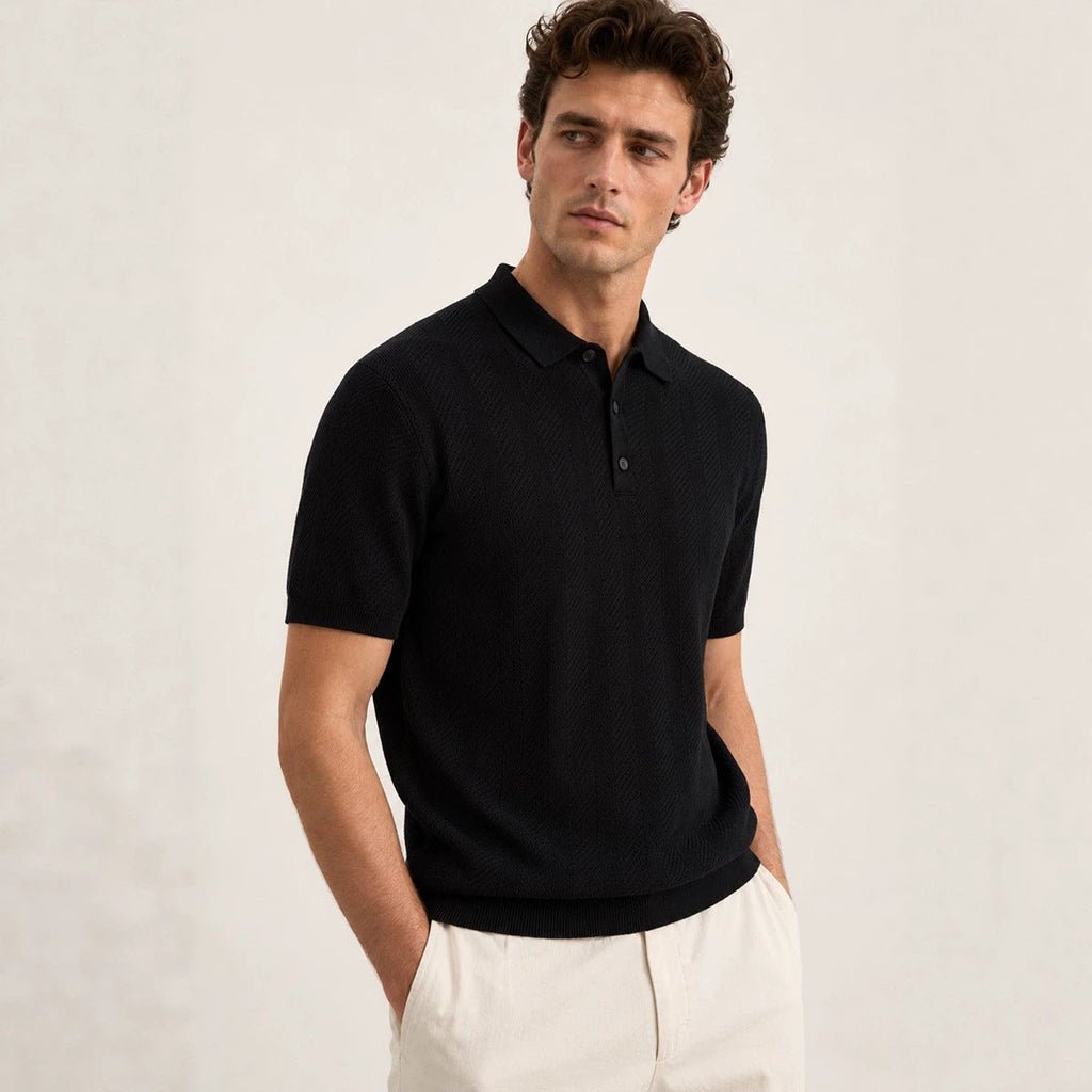 Casual Knitted Short-sleeve Mens Polo Shirt