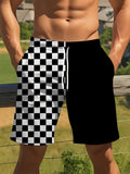 Checkered Two-tone Print Loose And Breathable Summer Shorts