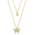 Double Layer Zircon Butterfly Necklace For Women, Dainty Stacked Collarbone Chain, Adjustable Long Sweater Chain Minimal Fashion Jewelry