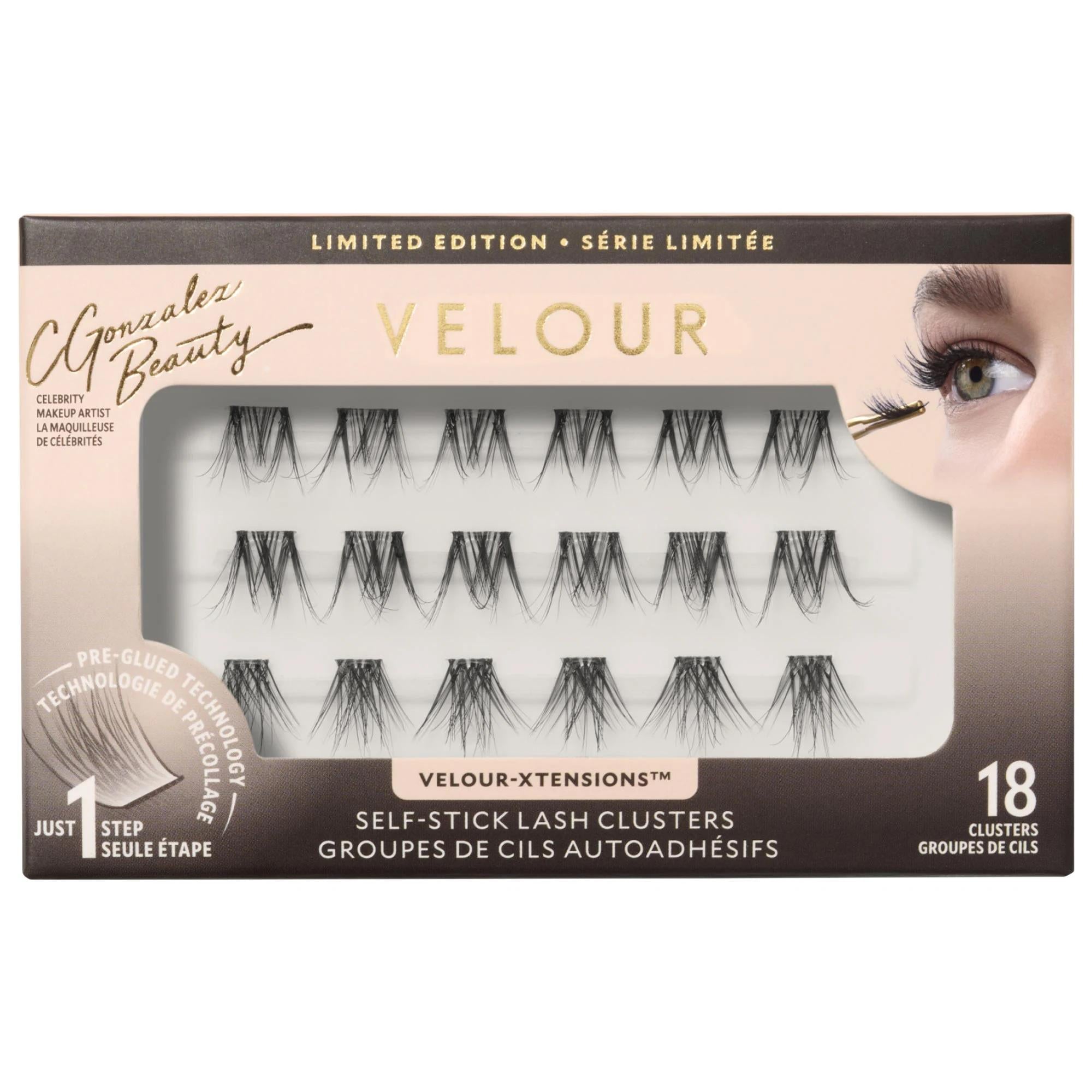 Velour x C Gonzalez Beauty: Self-Stick Lash Clusters for Easy DIY Lash Extensions & Seamless, Customizable Eye Looks - Cruelty-Free