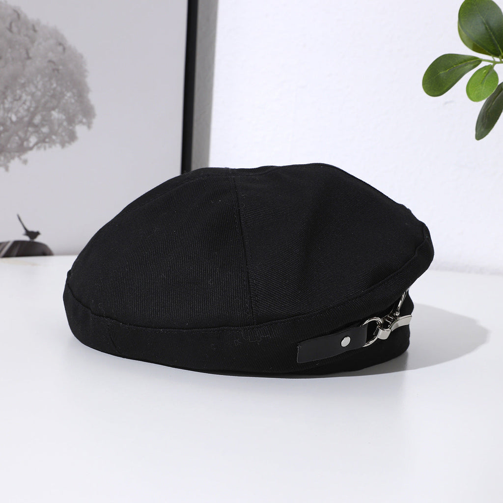 Punk Dark-themed Metal Round Ring Belt Buckle, Four-corner Fedora Hat, Tomboyish Streetwear, Casual And Versatile Hat