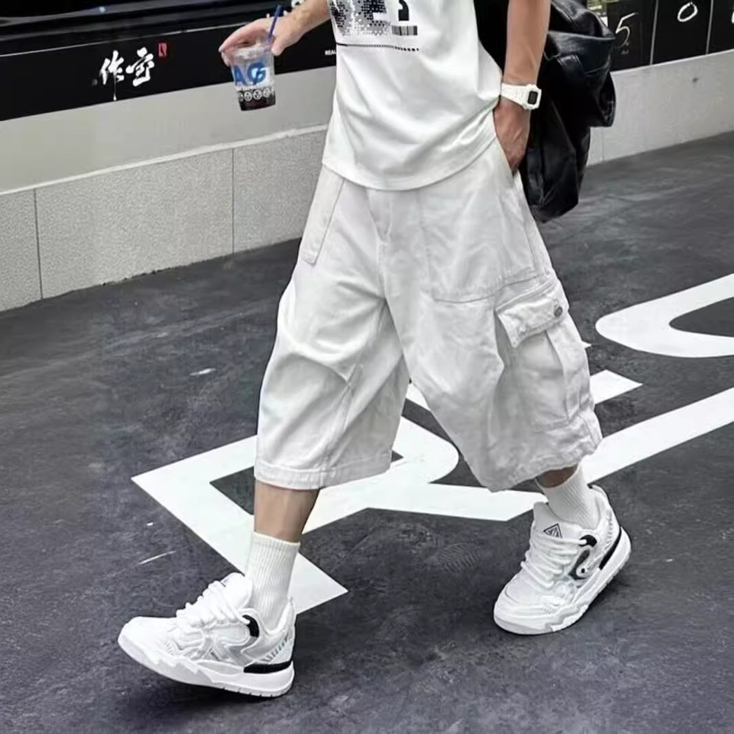 Loose Straight Cargo Cropped Pants