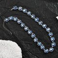 Light Blue Cushion Cut Cubic Zirconia Choker Necklace For Women, Silver Full Inlay Elegant Wedding Party Collarbone Chain Fashion Jewelry