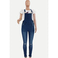 Womens Ripped Washed Denim Overalls