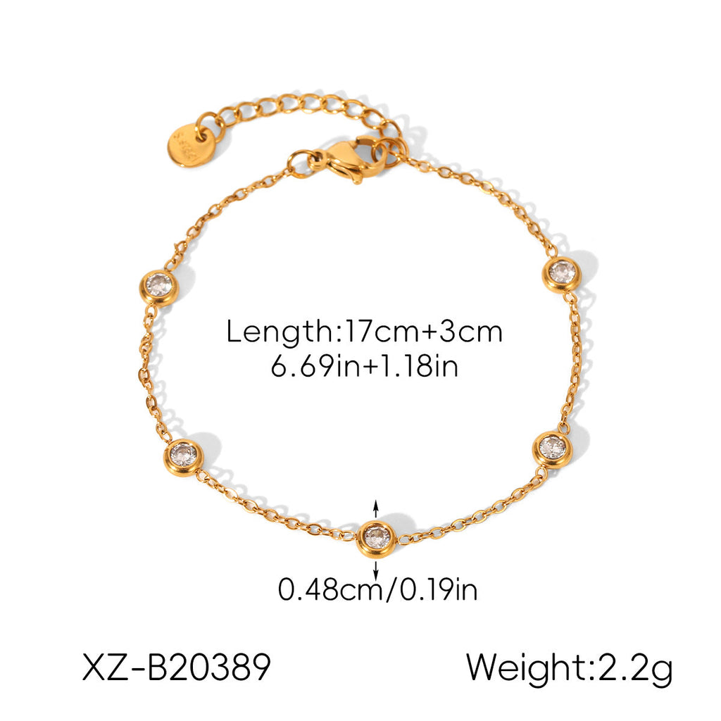 18K Gold stainless Steel Zircon Necklace For Women European And American Style