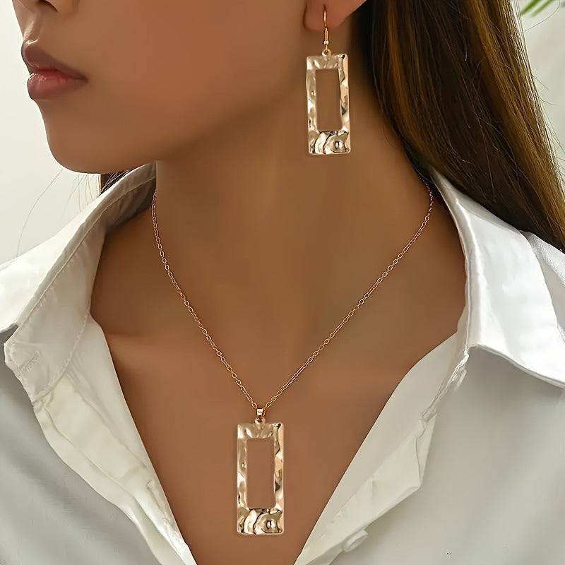 Elegant And Unique Brass Jewelry Set With Zircon Earrings And Necklace