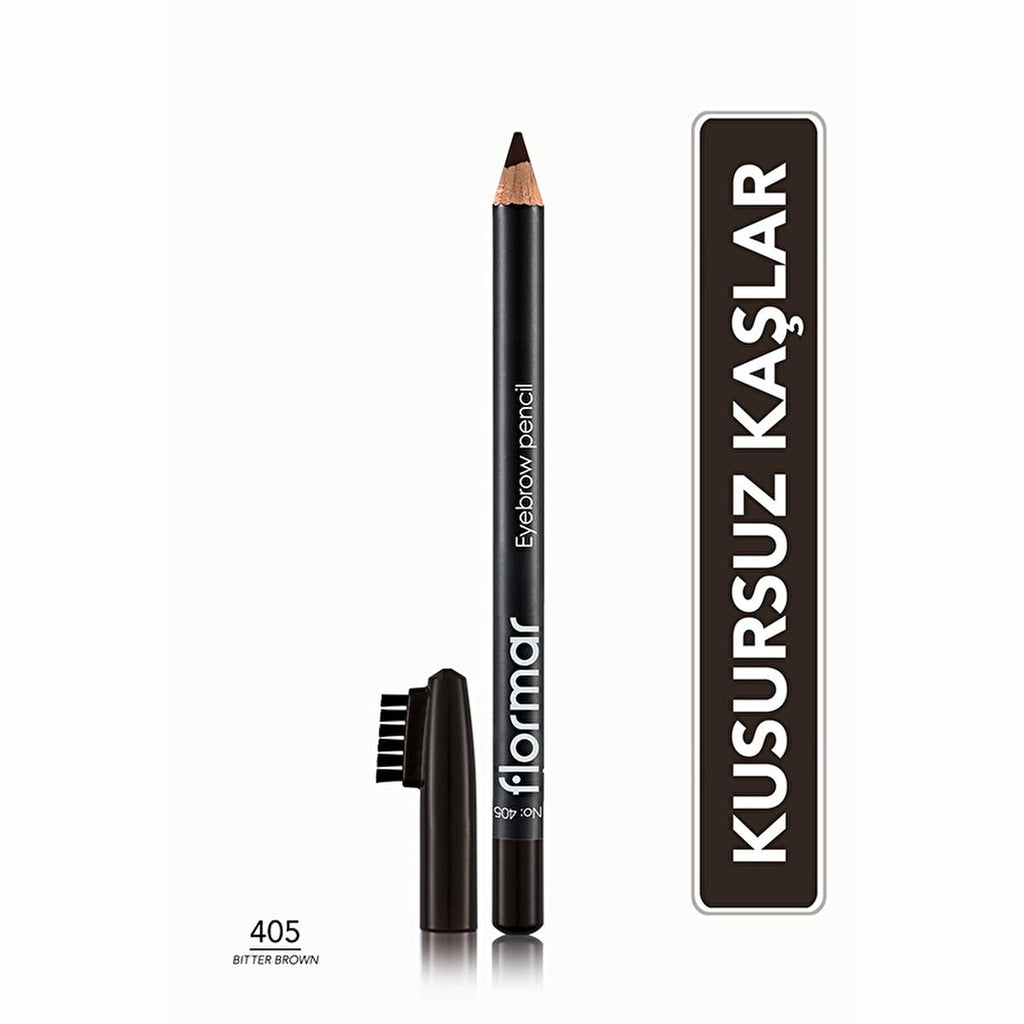 Flormar Bitter Brown Eyebrow Pencil with Soft Tip Applicator & Blending Brush | Long Lasting, Natural Definition