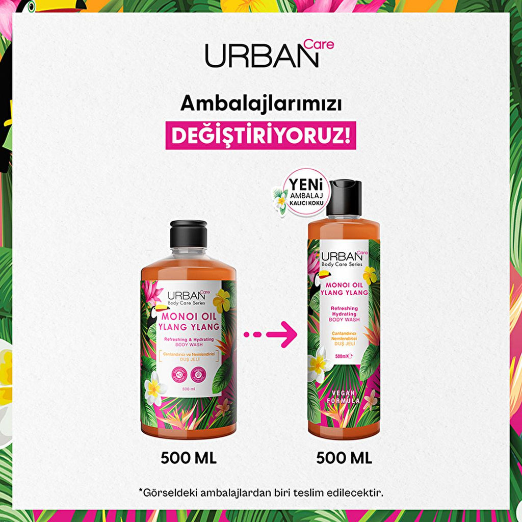 Urban Care Monoi Oil & Ylang Ylang Moisturizing Shower Gel - Vegan, Paraben-Free, 16.91 fl oz